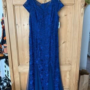 Alex Evenings Royal Blue Lace Maxi Dress
